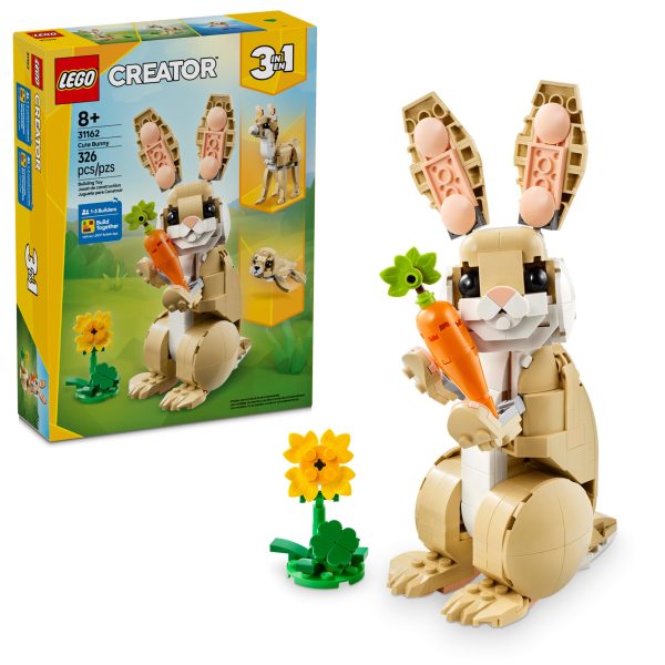 LEGO Creator 3 in 1 Cute Bunny Toy - Building Toy Set with 3 Build Options, Bunny, Seal, or Llama - Easter Basket Gift & Craft - Animal Figures for Kids, Girls and Boys, Ages 8+ - 31162