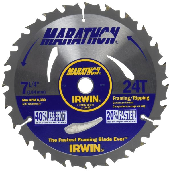 Irwin Tools 1873887 Marathon Carbide Cordless Circular Saw Blade, 7 1/4-Inch, 2-Pack